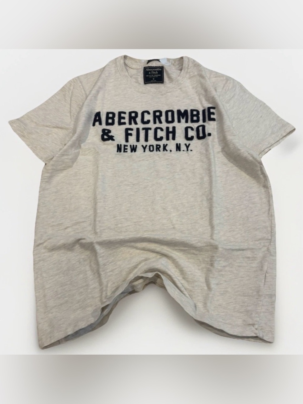 Abercrombie & Fitch Co. Logo Tee - Light Heather Gray - Size Medium - Y2K Soft
